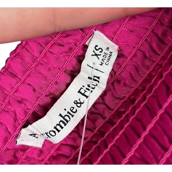 Abercrombie Emerson Ruched Strapless Pink Magenta Midi Dress NWT - Picture 9 of 10